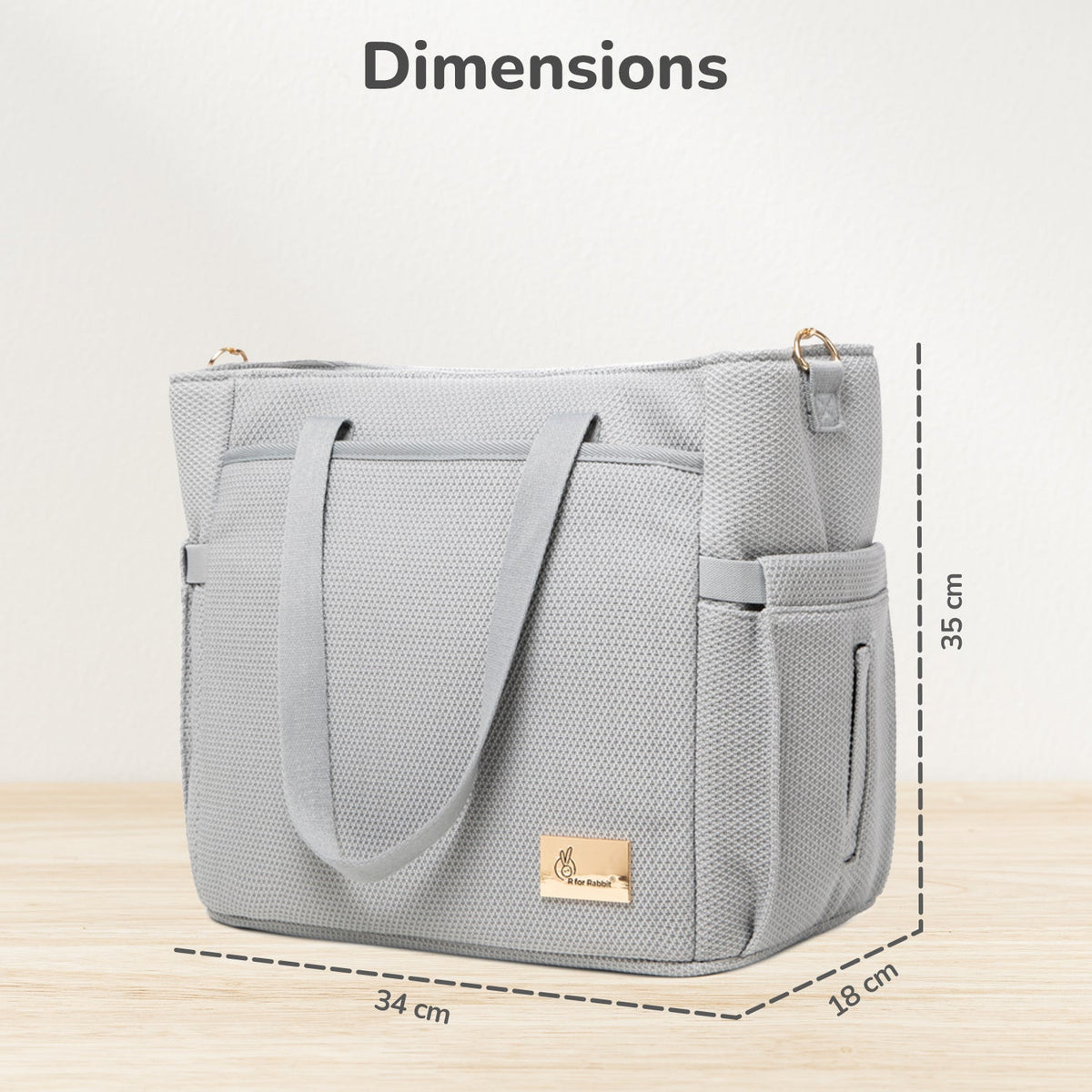 R for Rabbit Diaper Bag Caramello Tote Grey