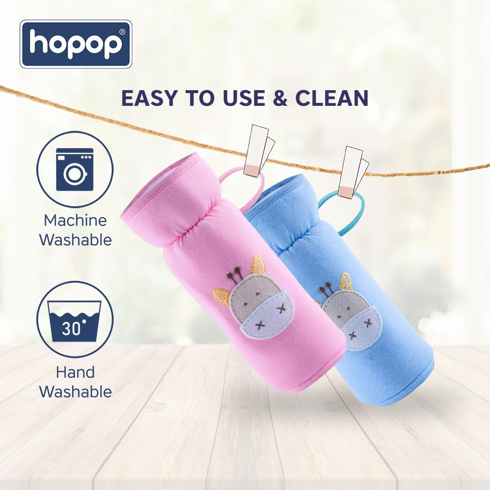 Hopop Soft Plush Hosiery Baby Feeding Bottle Cover - Assorted Colors
