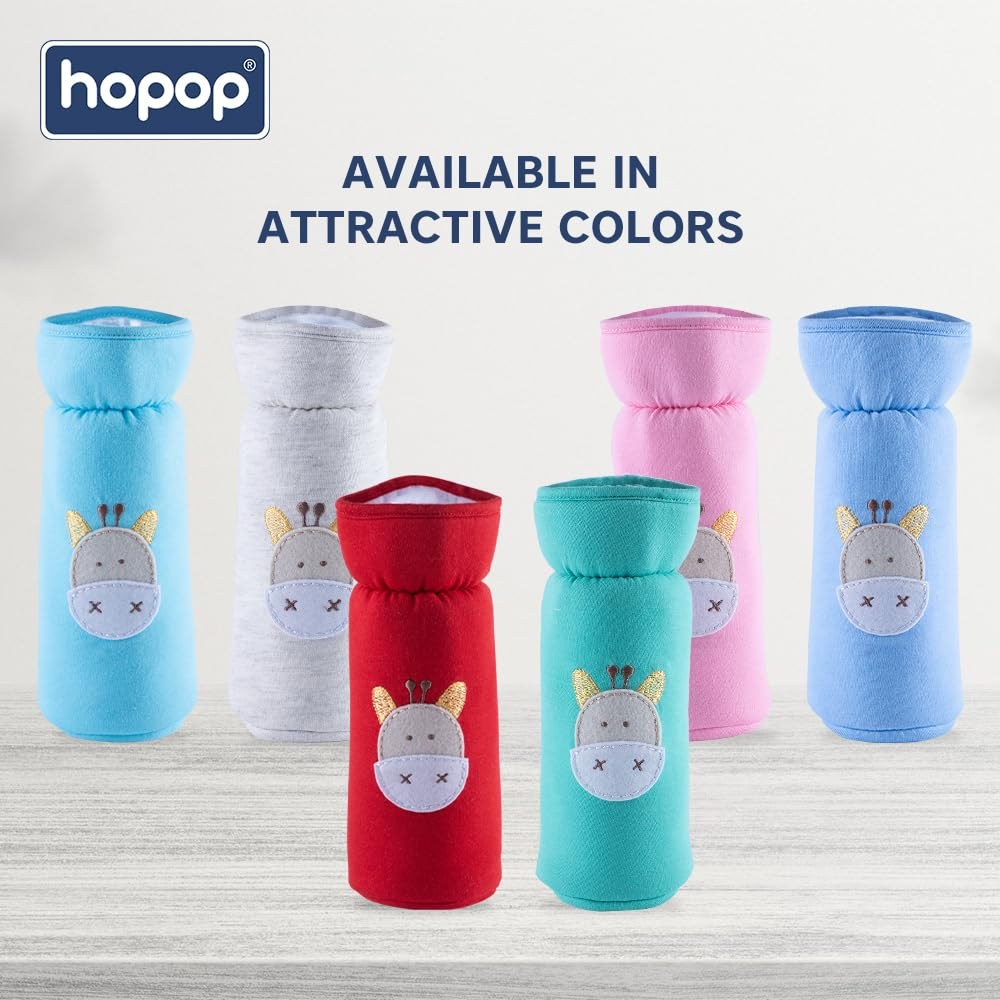 Hopop Soft Plush Hosiery Baby Feeding Bottle Cover - Assorted Colors