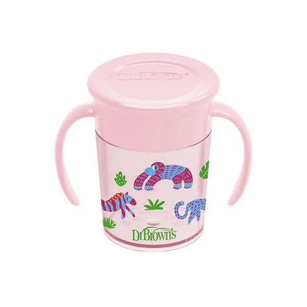 Dr Browns Smooth Wall Cheers 360 Cup With Handle 200mL - Pink Deco
