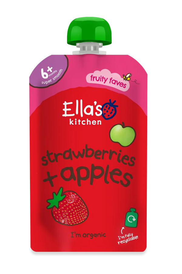 Ella’s Kitchen Organic Strawberries & Apples Baby Puree Pouch – 6+ Months, 120g