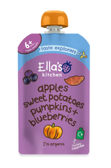Ella’s Kitchen Organic Sweet Potatoes, Pumpkins, Apples & Blueberries Super Smooth Baby Puree Pouch – 6+ Months, 120g