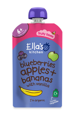 Ella’s Kitchen Organic Blueberries, Apples, Bananas & Vanilla Baby Puree Pouch – 6+ Months, 120g