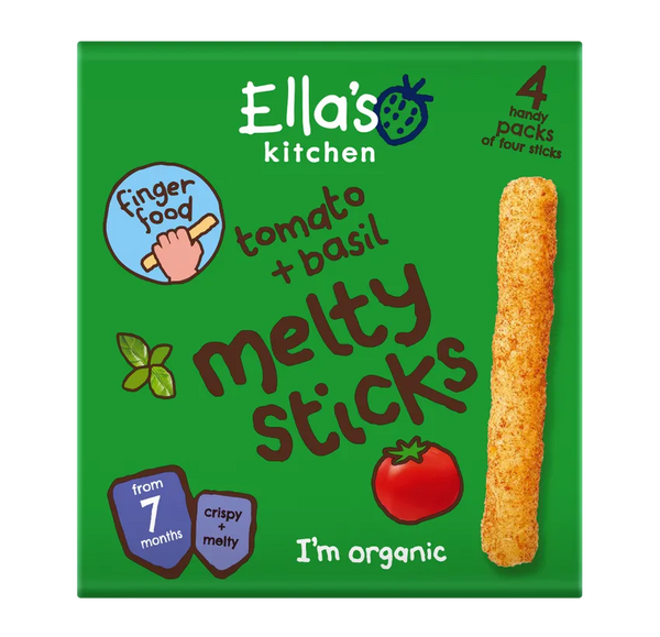 Ella’s Kitchen Organic Tomato & Basil Melty Sticks Multipack Baby Snack – 7+ Months, 4 x 6g