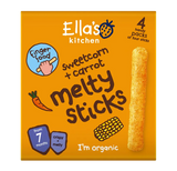 Ella’s Kitchen Organic Sweetcorn & Carrot Melty Sticks Multipack Baby Snack – 7+ Months, 4 x 6g