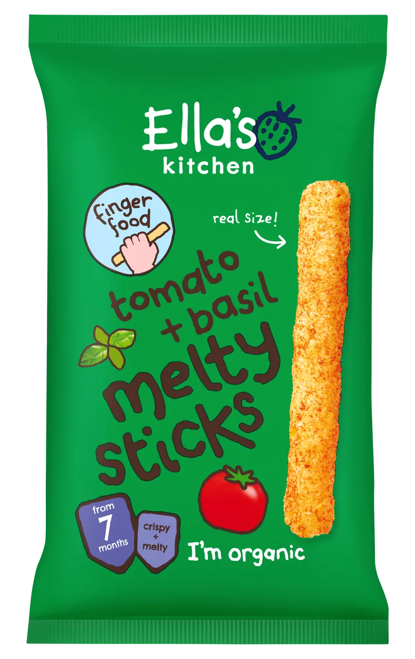 Ella’s Kitchen Organic Tomato & Basil Melty Sticks Baby Snack – 7+ Months, 16g