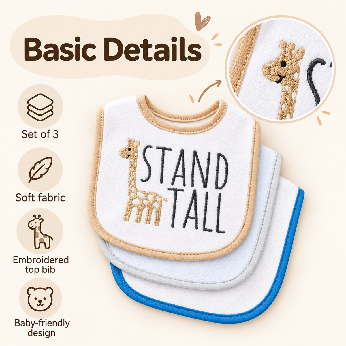 Hudson Baby Soft Bib Set Pack of 3 Standard Size Assorted Designs