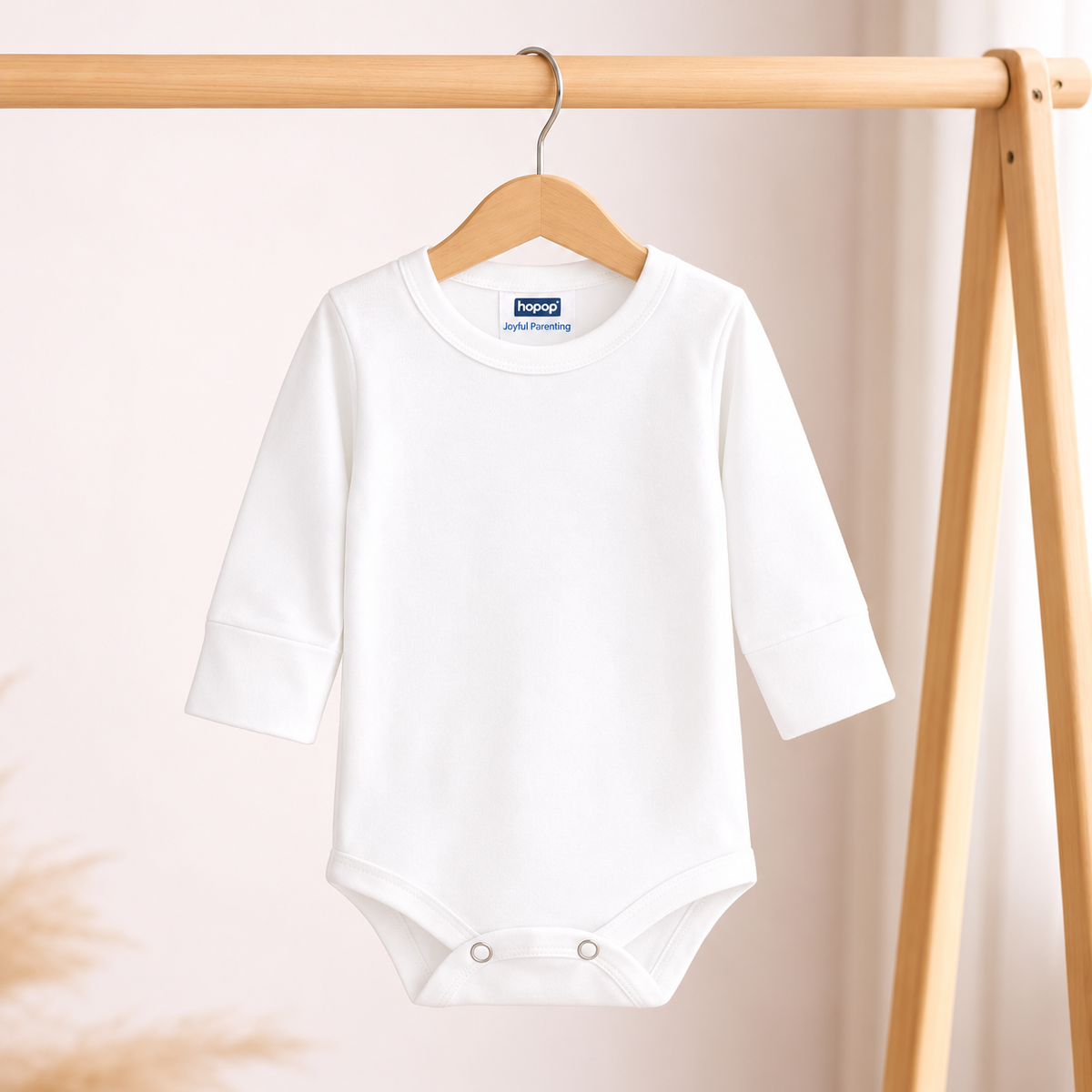 Hopop Baby Cotton Round Neck Full Sleeve Romper Pack of 1 - White