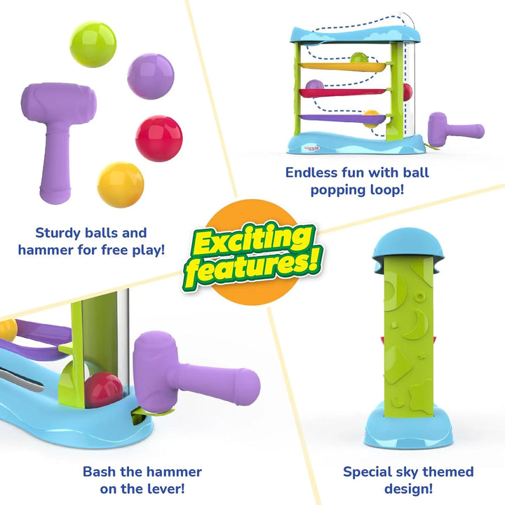 Giggles Bash & Pop Slide Tower-Hammer & Ball Toy 18M+ – Multicolor