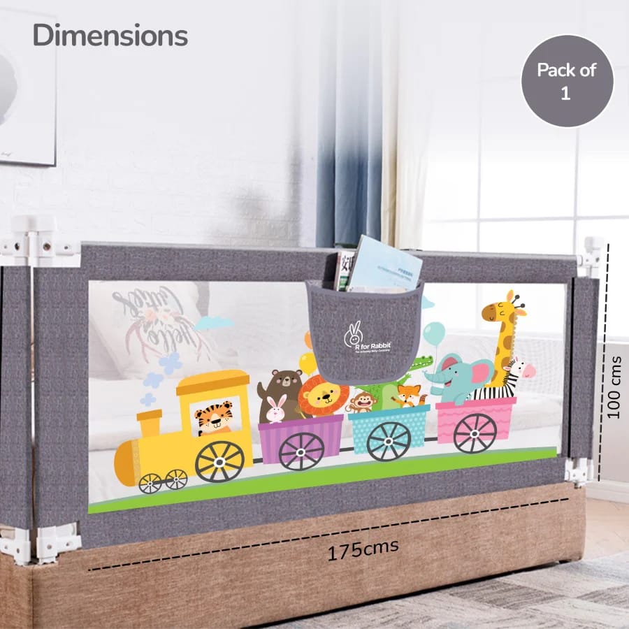 R for Rabbit Bed Rail Safari - Grey