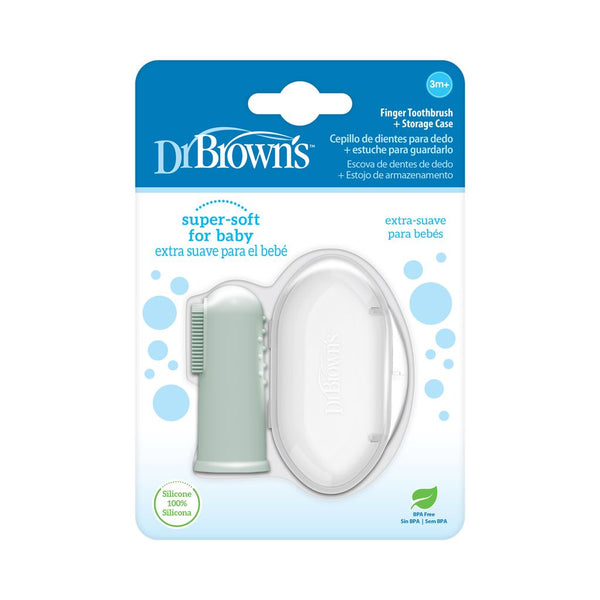 Dr. Brown's Silicone Finger Toothbrush with case Light green Pack Of 1