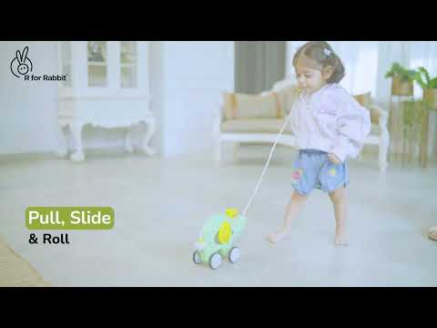 R For Rabbit Orapple Trunky Fun & Safe Musical Pull-Along Toy Green Yellow 12M+