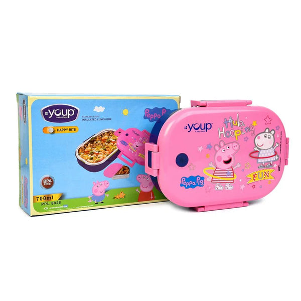 Youp Stainless Steel Silicone Rings Kids Lunch Box - Pink
