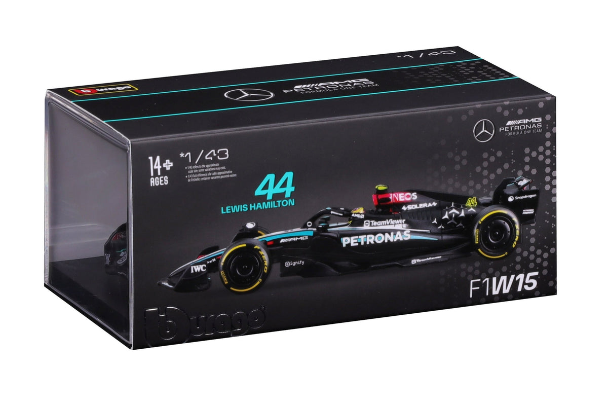 Bburago 2024 Mercedes AMG W15 F1 Car With Acrylic Box #44 Lewis Hamilton 1/24