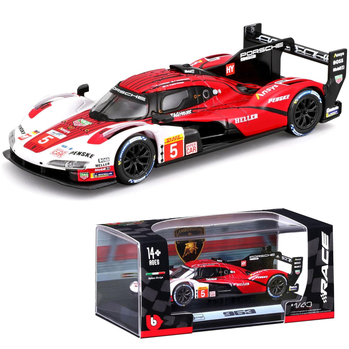 Bburago 1:24 2023 Porsche 963 #5 24h Le Mans Licensed Diecast Scale Model Car