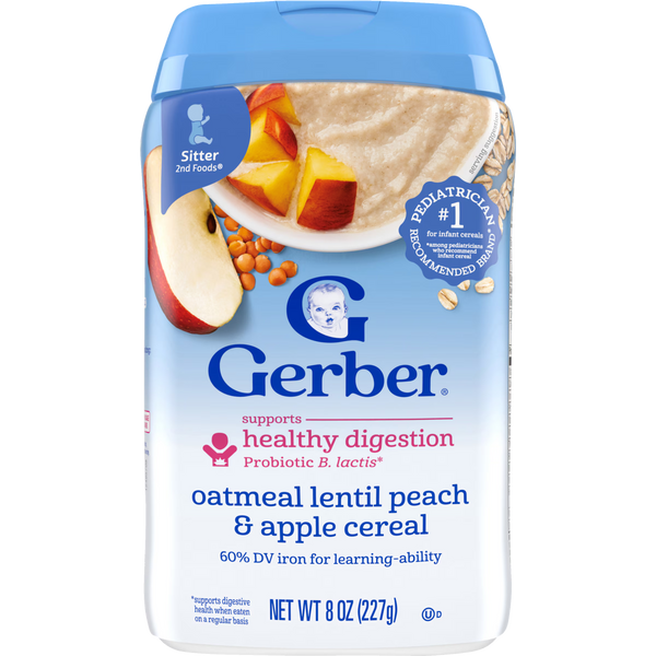 Gerber Probiotic Cereal Oatmeal Lentil Peach & Apple