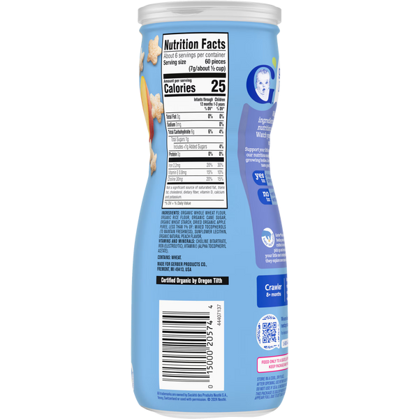 Gerber Organic Puffs For Babies - Peach