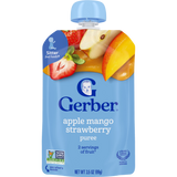 Gerber Apple Mango Strawberry Fruit Puree Baby Food Pouch – Stage 2, 3.5 oz (99g)