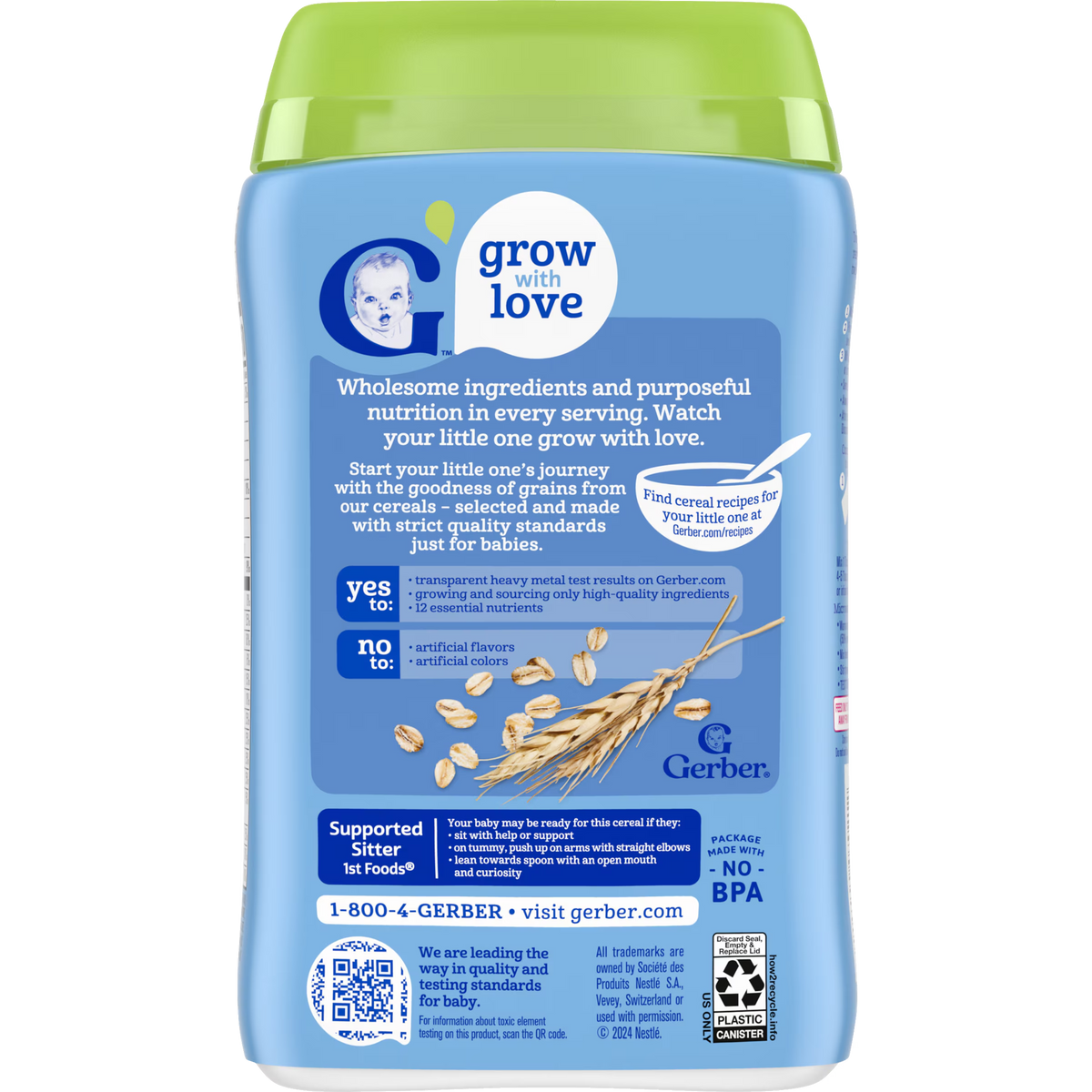 Gerber Organic Oatmeal Infant Cereal – 6+ Months, Baby Cereal