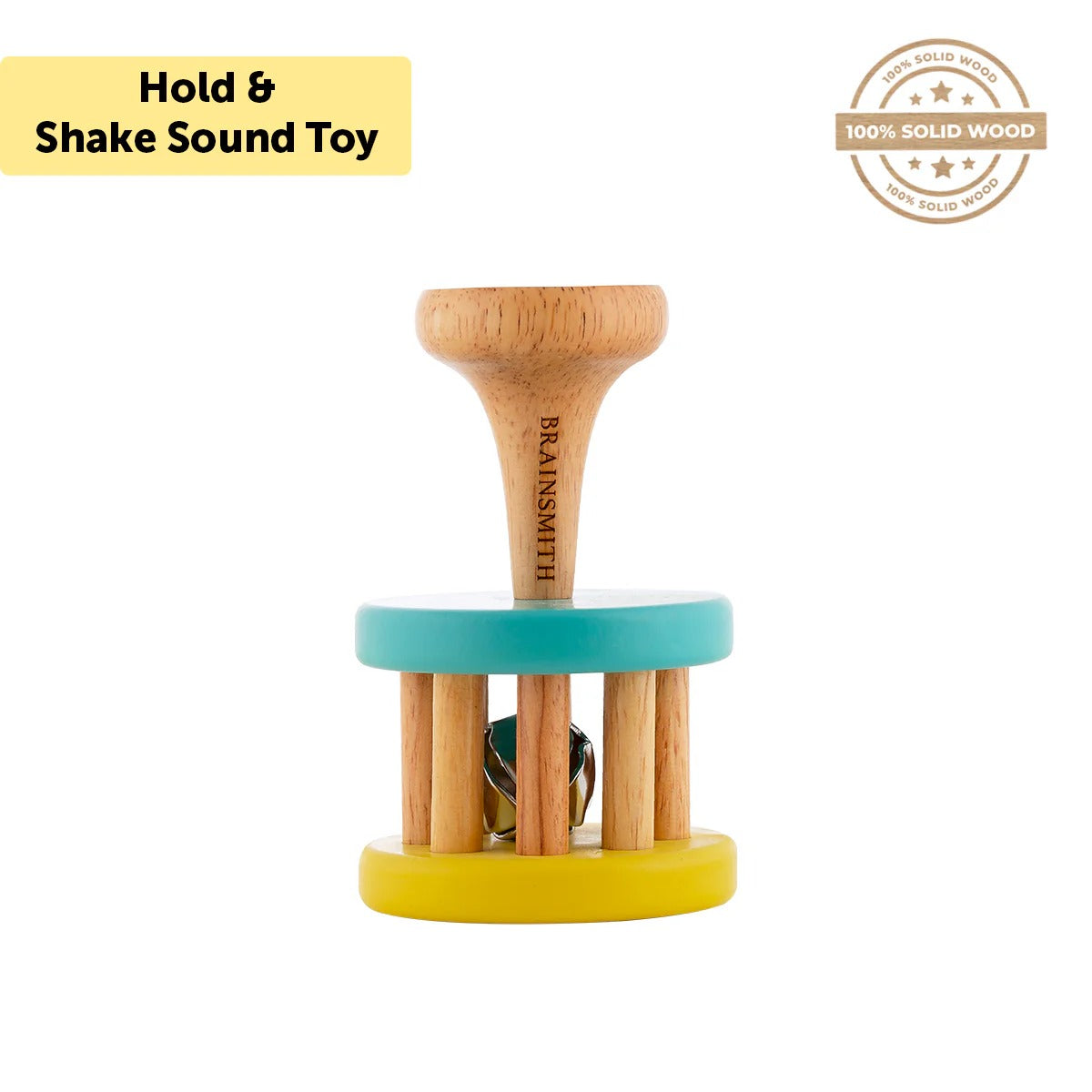 Brainsmith Cage Bell with Handle 7 Γ 7 Γ 12.4 cm Natural Wood