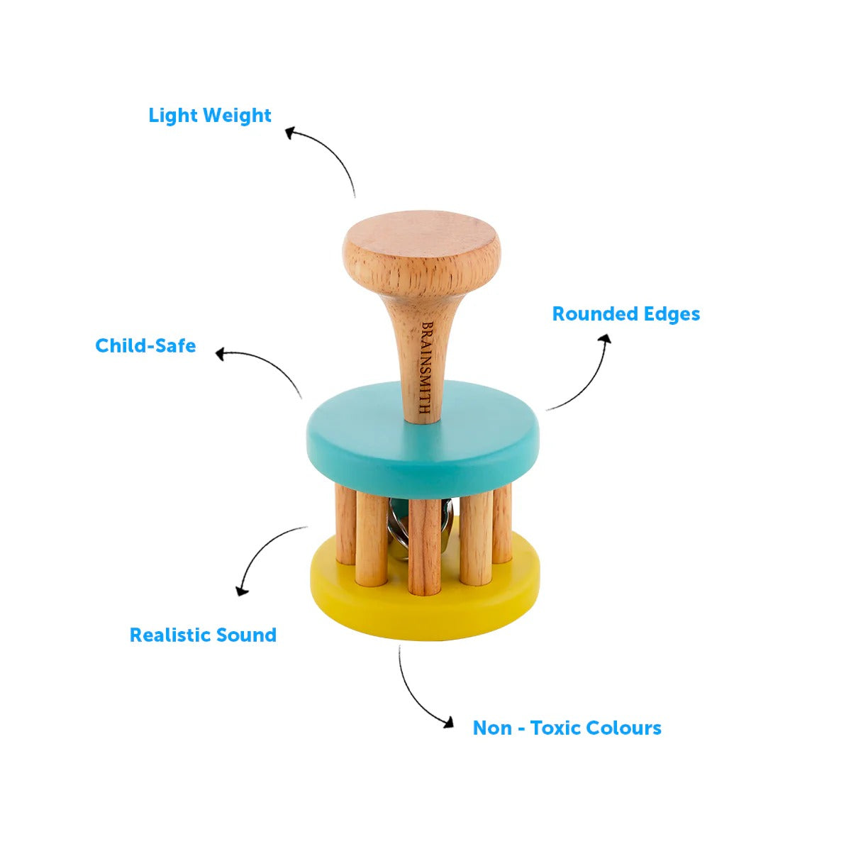 Brainsmith Cage Bell with Handle 7 Γ 7 Γ 12.4 cm Natural Wood