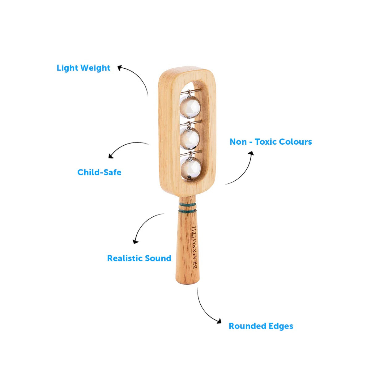 Brainsmith Hand Bell 4.6 × 1.4 × 17.5 cm Natural Wood