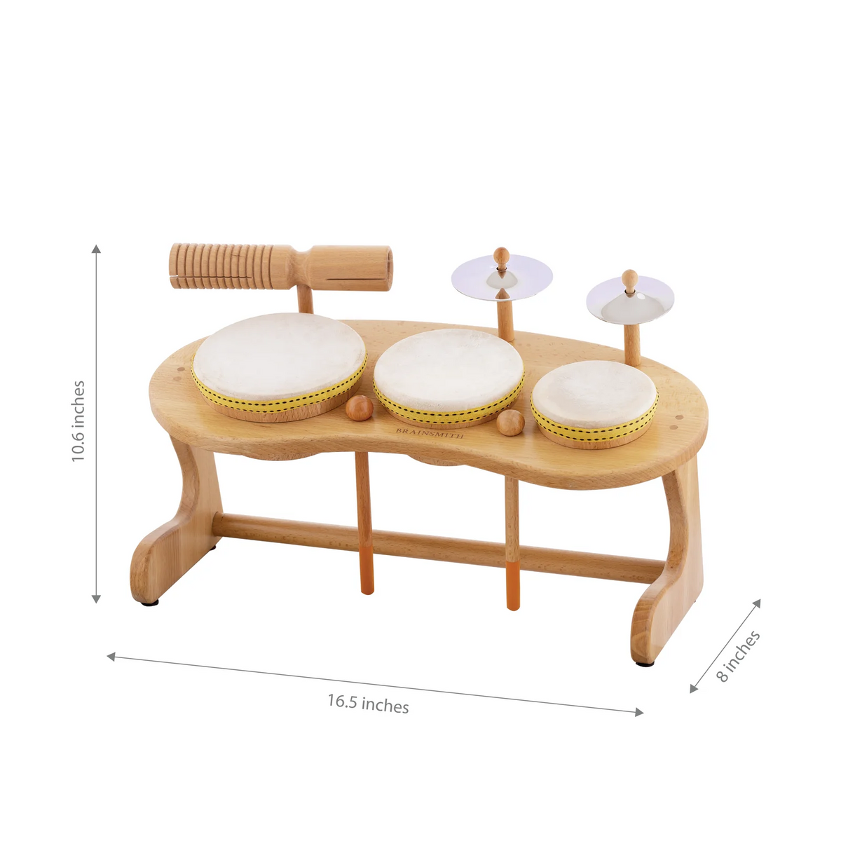 Brainsmith Mini Drum Set | Wooden Musical Toy for Kids 1–6 Years