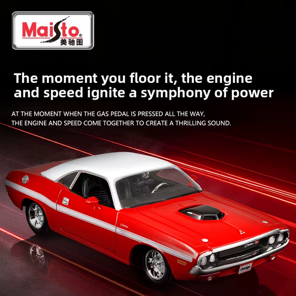 Maisto 1:24 1970 Dodge Challenger R/T Coupe Red Licensed Diecast Scale Model Car
