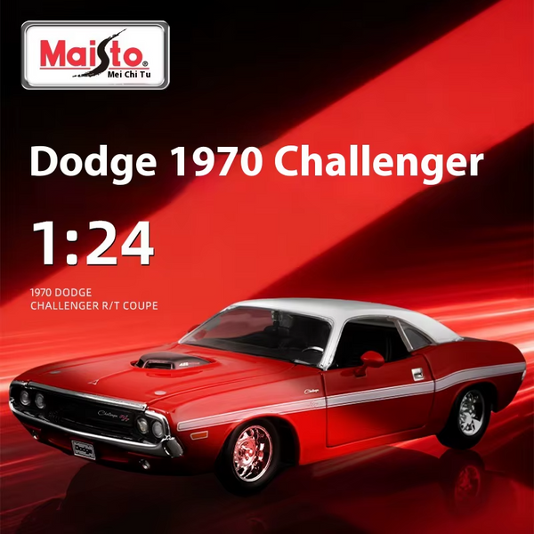 Maisto 1:24 1970 Dodge Challenger R/T Coupe Red Licensed Diecast Scale Model Car