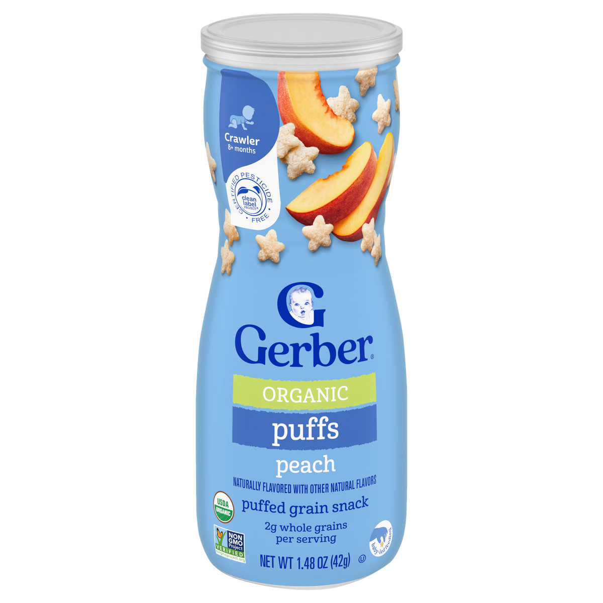 Gerber Organic Puffs For Babies - Peach