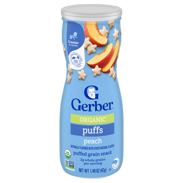 Gerber Organic Puffs For Babies - Peach