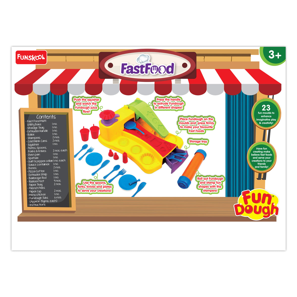 Dough Playset Funskool Fundough Fast Food 23 Moulds – Multicolour