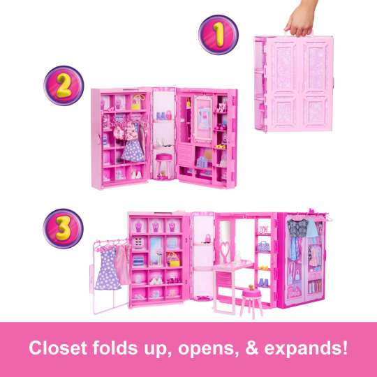 Barbie Dream Closet Doll & Playset 3 ft Wide Pink