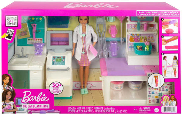 Barbie Fast Cast Clinic Playset With Brunette Barbie Doctor Doll