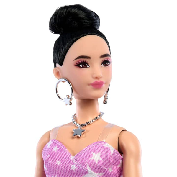 Barbie Deluxe Style Fashion Doll #11 in Pink Denim Star-Print Dress