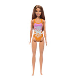 Barbie Beach Doll with Light Brown Hair & Tropical Swimsuit β Pink & Orange