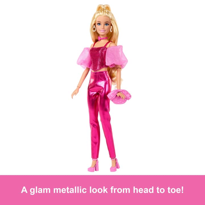 Barbie Deluxe Style Doll #5 – Metallic Pink Outfit with Accessories