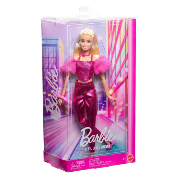 Barbie Deluxe Style Fashion Doll #5 in Metallic Pink Outfit With Corset Top