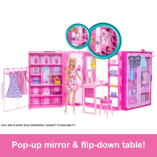 Barbie Dream Closet Doll & Playset 3 ft Wide Pink