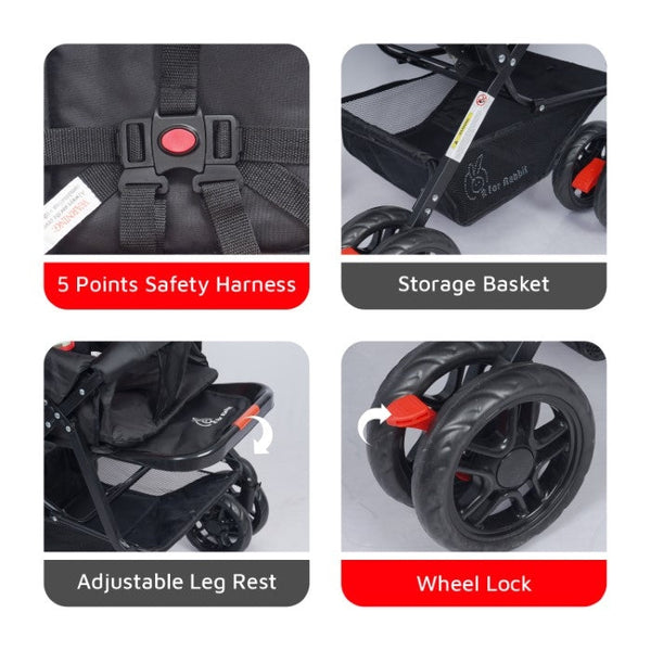 R For Rabbit Stroller Lollipop Lite Black Multi