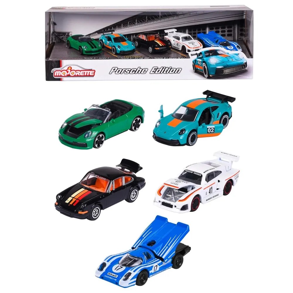 Majorette Diecast Porsche Edition Collection (Pack of 5) Car Models