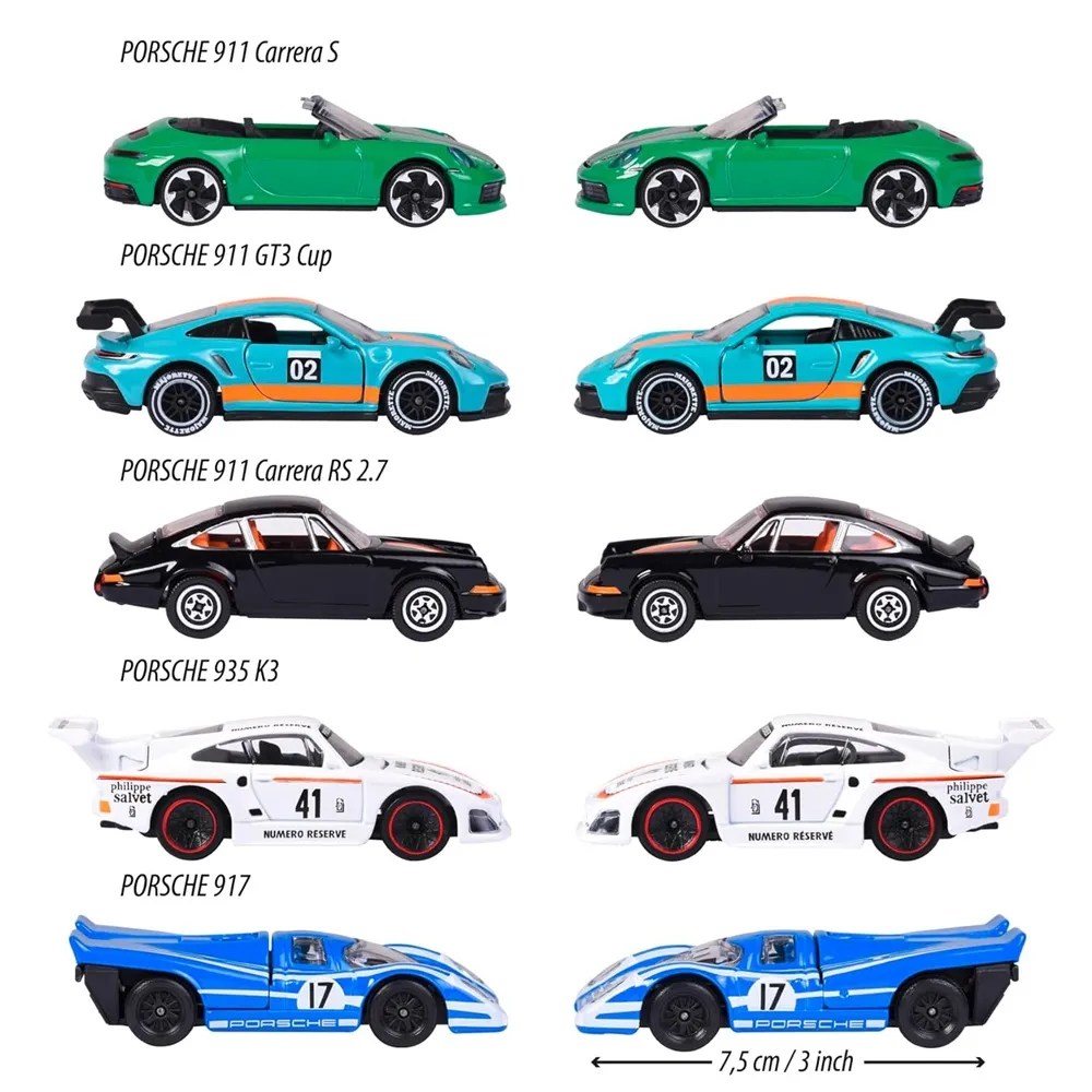 Majorette Diecast Porsche Edition Collection (Pack of 5) Car Models
