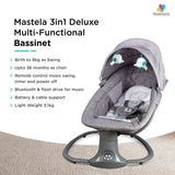 Mastela 3-in-1 Deluxe Multi-Functional Bassinet & Swing 0-36 Months Grey