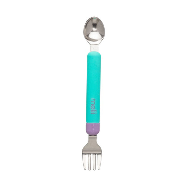 Melii Detachable Spoon & Fork With Case -Mint Spoon Grey Fork