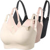 Momcozy YN21 Ultra Soft Seamless Nursing Bra 3 Pack L Black Beige Cream