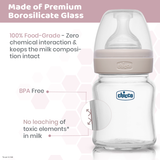 Chicco Well Being Glass Feeding Bottle 120 ml Slow Flow Neutral
