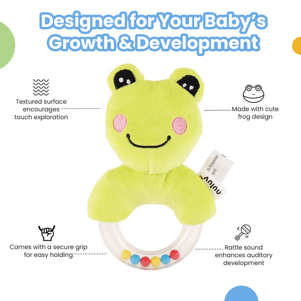 Nuluv Soft Toys Frog Ring Rattle