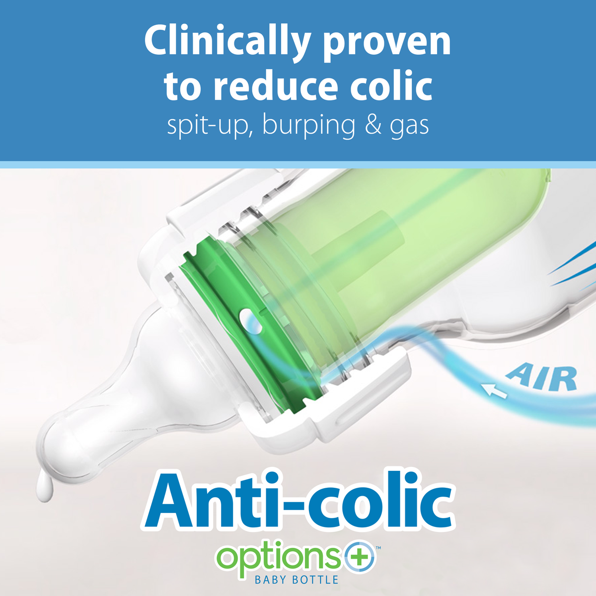 Dr. Brown’s Natural Flow Anti-Colic Options+ Narrow Baby Bottle 250ml Clear