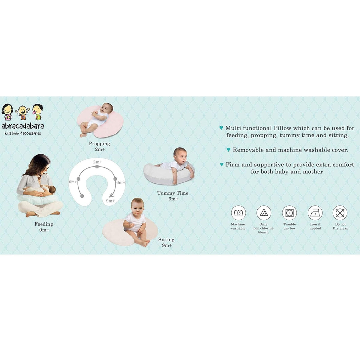 Sunnozy Nursing & Feeding Pillow with Removable Cover Mint Green