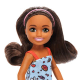Barbie Chelsea Doll, Small Doll Blue Dress With Brown Hair & Green Eyes